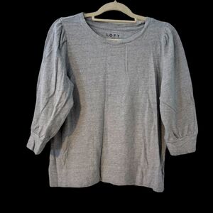 Gray LOFT sweater with 3/4 puff sleeves